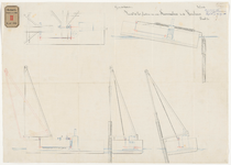 684 Calque op linnen van de tekening behorende bij het voorstel tot het plaatsen van een stoommachine in de heischouw.