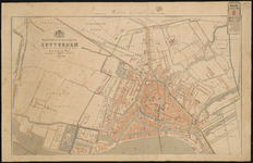 689 Gesteendrukte plattegrondkaart van Rotterdam, van H.C.F. van de Wall, met aanduiding in zwarte lijnen van een ...