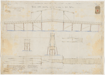 692 Calque op linnen van het plan voor de aanleg van een tijdelijke ophaalbrug gedurende de werkzaamheden voor de ...
