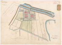 741-1 Kaart met aanduiding van het plan tot aanleg van een abattoir op het terrein langs de Hoge Boezem, met in het ...