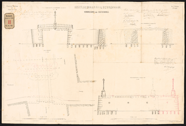 769-2 Gesteendrukte tekening van de verbreding van de Soetenbrug in verband met de te bouwen Zeevismarkt aan de Blaak, ...