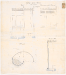 773-1 Drie calques op linnen der tekeningen van urinoirs. Blad B: voor één persoon, plattegrond en opstand.