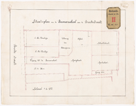 811-2 Situatieplan van een bewaarschool met onderwijzerswoning en speelplaats aan de Bredestraat. [Blad 2] Calque op linnen.
