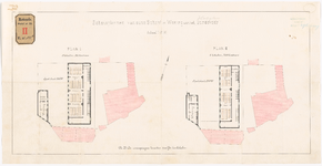 832b Calque op linnen van twee schetsplannen voor een school met 8 en één met 6 lokalen en woning aan het Hofplein.