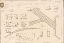 836-2 Gesteendrukte tekening van diverse doorsnedes van de brug en de fundering bij de Kleine Draaisteeg. Bestek no. ...