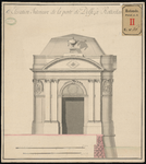 84-2 Franstalig ontwerp van een nieuwe Delftse Poort. Twee gewassen tekeningen. Gemerkt C.