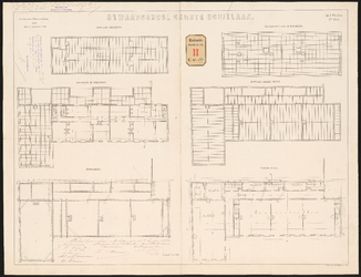 861-1 Gesteendrukte tekeningen van de verschillende verdiepingen van de te bouwen bewaarschool aan de 1e Schielaan.