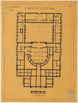 907-5 Calques op papier van het plan voor de gasleidingaanleg in de Schouwburg aan de Aert van Nesstraat. Zes calques. ...