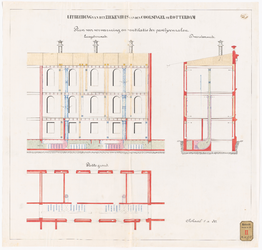 913-2 Ontwerptekening op linnen van de plannen voor de verwarming en ventilatie in de nieuw te bouwen barakken en ...