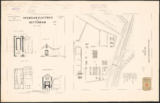 916-3 Gesteendrukte ontwerptekening met plattegrond van het slachthuisterrein bij de Boezem. En de plattegrond, het ...