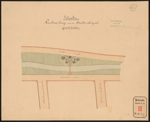933-1 Plattegrond van de Westersingel met een getekend plan van een rustieke brug. Twee bladen. [Blad 1]