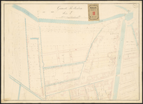 C-10 Kadastrale kaart van Sectie E. met aanwijzing der richting van straat G (Hugo de Grootstraat) alsmede der ...