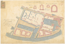 D-8-1 Drie calques op linnen der tekeningen van te maken riolen in de Buitenstad met plattegrond, waarop de richtingen ...