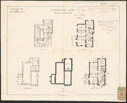E-143 Gesteendrukte tekeningen in 6 bladen van een ontwerp tot het bouwen van een administratiegebouw, een ...