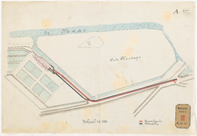 E-45 Calque op linnen van de tekening van het terrein der Drinkwaterleiding en van de Oude Plantage met aanduiding van ...