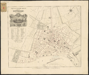 E-7 Gegraveerde plattegrond van de stad Rotterdam, het gedeelte op de Rechter Maasoever, met aanduiding van de buizen ...