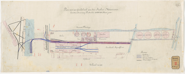 E-89 Calque op linnen der tekening van het plan voor een gasfabriek aan de Rechter Maasoever met een jaarlijksch ...