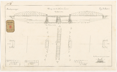 F-132 Vijf calques op linnen van tekeningen van de landhoofden en pijlers van de spoorwegbrug over de Noorderhaven. ...