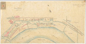 F-22-1 Calque op linnen van de kaart van de gronden in kadaster Sectie E en F aan de Maas gelegen tussen het Oude Hoofd ...