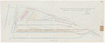 F-287 Calque op linnen van een tekening behorende bij het proces-verbaal van schatting van de spoorbanen op het ...