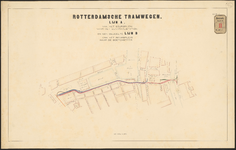 F-306 Twee bladen met plattegrond voor de aan te leggen tramlijn A van het Beursplein naar Centraalstation en een ...
