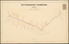 F-307 Twee bladen met plattegrond voor de aan te leggen tramlijn A van het Beursplein naar Centraalstation in opdracht ...
