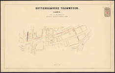 F-312 Drie bladen met plattegrond voor de aan te leggen tramlijn D van het Beursplein naar de Crooswijksekade in ...
