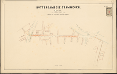 F-313 Drie bladen met plattegrond voor de aan te leggen tramlijn D van het Beursplein naar de Crooswijksekade in ...
