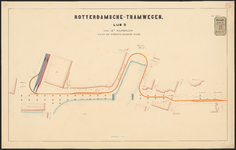 F-314 Drie bladen met plattegrond voor de aan te leggen tramlijn D van het Beursplein naar de Crooswijksekade in ...