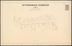 F-317 Drie bladen met een plattegrond voor de aan te leggen tramlijn F van het Oostplein naar het Centraal Station in ...