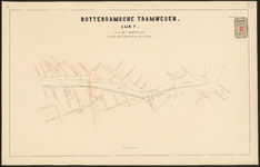 F-318 Drie bladen met een plattegrond voor de aan te leggen tramlijn F van het Oostplein naar het Centraal Station in ...