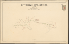 F-319 Drie bladen met een plattegrond voor de aan te leggen tramlijn F van het Oostplein naar het Centraal Station in ...