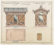F-408 Calque op linnen van de tekening van een wachthuisje met voor- en zijaanzicht op het Hofplein voor de ...