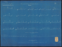 F-434 Blauwdruk met dwarsprofielen van de Schiekade westzijde en een tekening van de op en afrit bij het viaduct ...