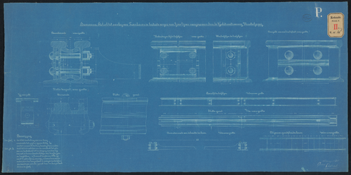 F-444 Blauwdruk van een situatieplan van het Haarmanns Stelsel voor de aanleg van tramlijnen in niet-bestrate wegen ...