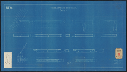 F-459 Tekeningen op blauw papier van de situatieen details van de wisselbeweging aan het Beursplein.