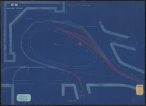 F-462 Tekeningen op blauw papier van de situatie der nieuwe lijn Boompjes, Eendrachtsweg, Mauritsweg, Kruiskade, met ...