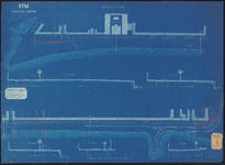 F-464 Tekeningen op blauw papier van de situatie van de nieuwe lijn Boompjes, Eendrachtsweg, Mauritsweg, Kruiskade, met ...
