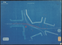 F-465 Tekeningen op blauw papier van de situatie van de nieuwe lijn Boompjes, Eendrachtsweg, Mauritsweg, Kruiskade, met ...