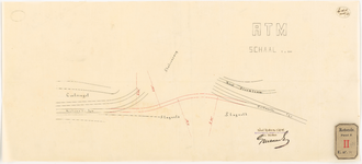 F-473 Calque op papier van de tekening voor de verbinding van de tramlijn Coolsingel-Stationsweg en lijn slagveld.