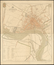 F-68 Gesteendrukte plattegrondkaart van de gemeente Rotterdam, vervaardigd door H.C.T. van de Wall, uitgekomen in 1871, ...