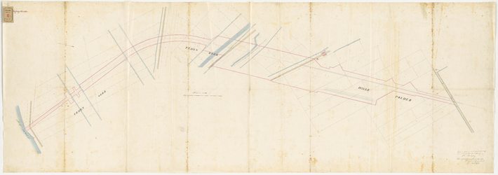 F-99 Calque op linnen van de kadastrale kaart met het ontwerp van de Staatsspoorweg, het gedeelte tussen Rotterdam en ...