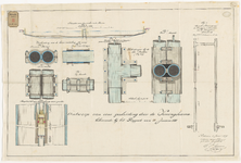 G-123 Calque op linnen van het ontwerp van een gasleiding door de Koningshaven. Gewarmerkt door de Directeur van de op ...