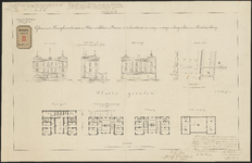 G-132 Gesteendrukte tekening van het Gebouw aan de Koningshaven, een bureau voor de Havendienst met woning. Zes ...