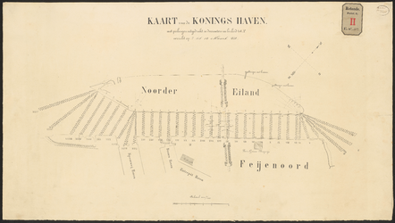 G-152 Kaart van de Koningshaven met peilingen herleid tot Amsterdams Peil.