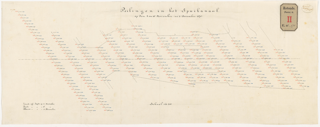 G-171 Calque op linnen van de peilingen in het Spuikanaal op 4 en 8 november en 3 december 1878.