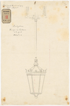 G-179g-2 Calque op linnen van de tekening van een hanger met lantaarn in de poort van het Poortgebouw.