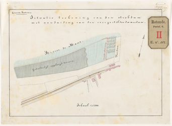 G-182 Calque op linnen der situatietekening van de Strekdam met aanduiding der voorgestelde dwarsdam.