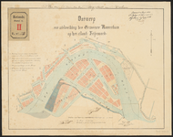 G-24 Gesteendrukt kaartje van een ontwerp tot uitbreiding van de Gemeente Rotterdam op het eiland Feijenoord, waarop ...
