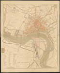 G-63 Gesteendrukte kaart van Rotterdam waarbij op het eiland Feijenoord de grond is ingetekend die in erfpacht is ...